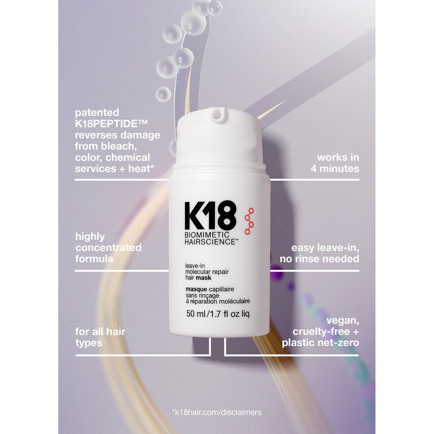 K18 full-size leave-in molecular repair hair mask - Medaid International
