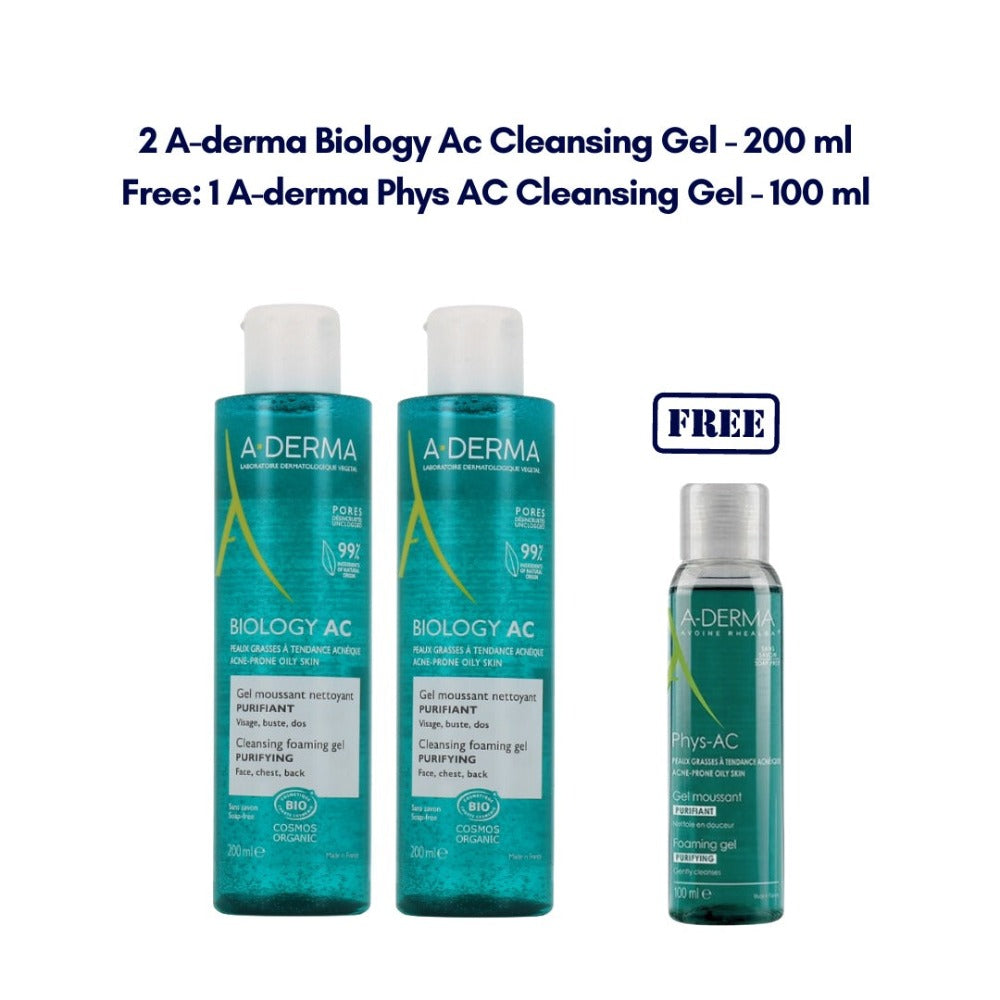 A-Derma Phys AC Cleansing Gel Bundle - Medaid