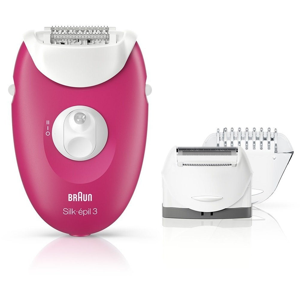 Braun SensoSmart 3-410 Epilator Raspberry Pink - Corded + 3 extras - Medaid