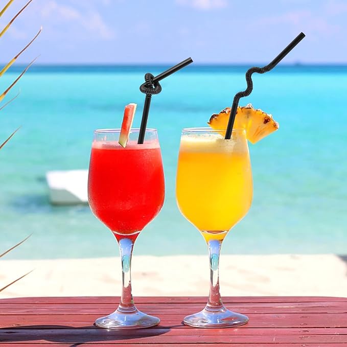 100-Pieces, Flexible Plastic Bendable Bendy Straws, Disposable Drinking Straws, Perfect for Home and Parties - Medaid