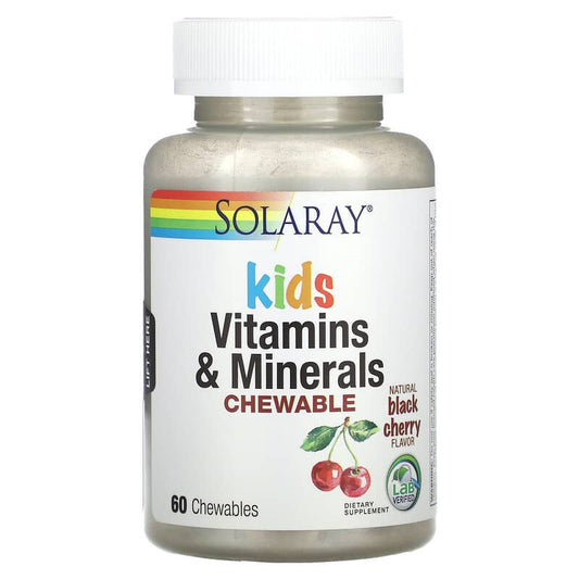 Solaray, Kids Vitamins & Minerals Chewable, Natural Black Cherry, 60 Chewables - Medaid International