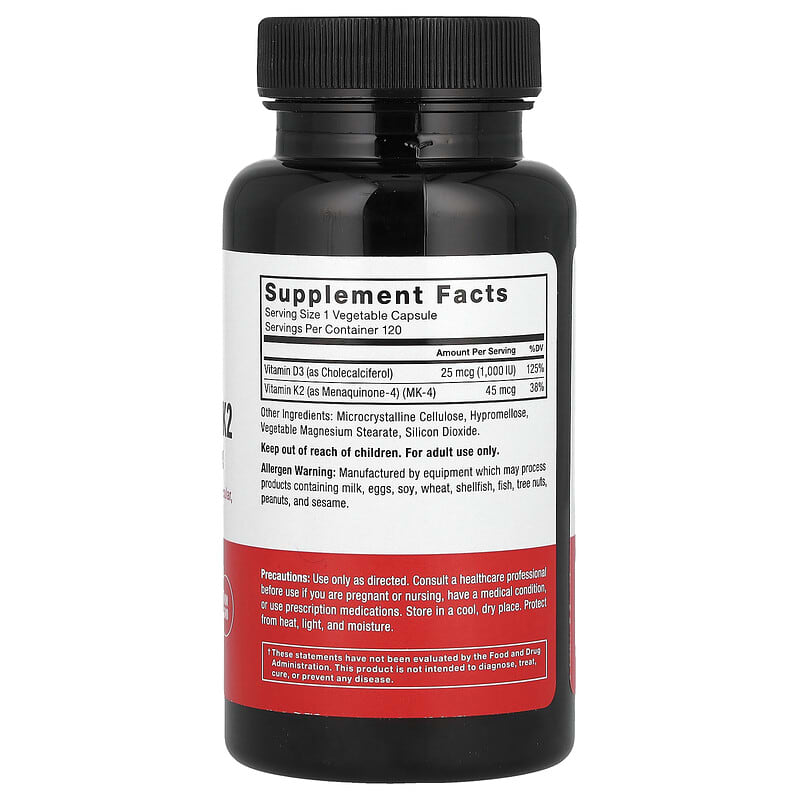 Force Factor, Vitamin D3 & K2 , 120 Vegetable Capsules - Medaid International
