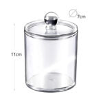 11 CM Clear Acrylic Cotton Bud Storage Box with Lid Makeup Remover Cotton Pads Organizer for Bedroom and Bathroom - Medaid