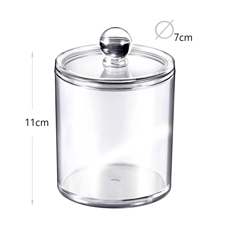 11 CM Clear Acrylic Cotton Bud Storage Box with Lid Makeup Remover Cotton Pads Organizer for Bedroom and Bathroom - Medaid