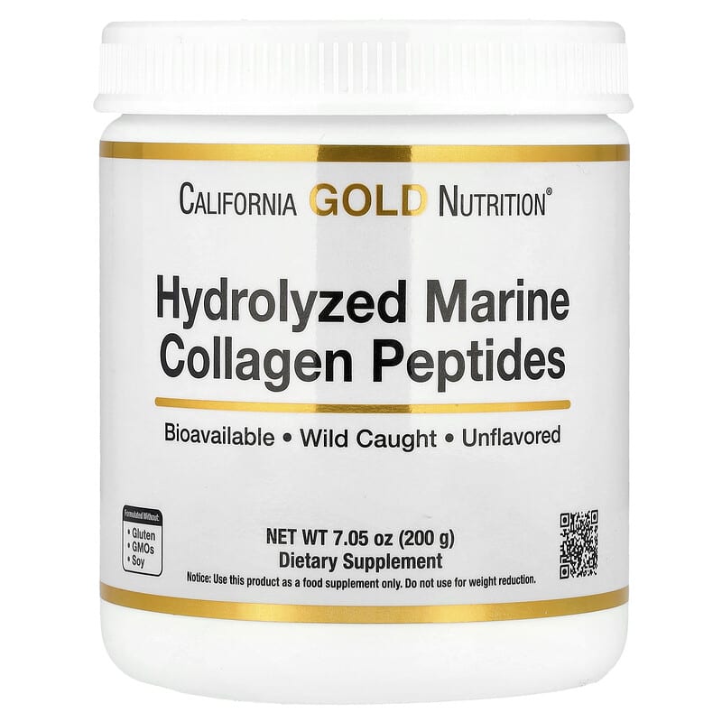 California Gold Nutrition, Hydrolyzed Marine Collagen Peptides, Unflavored, 200 g - Medaid International