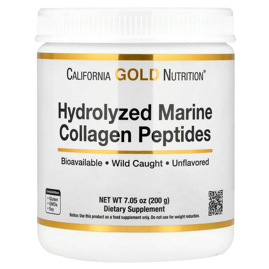 California Gold Nutrition, Hydrolyzed Marine Collagen Peptides, Unflavored, 200 g - Medaid International