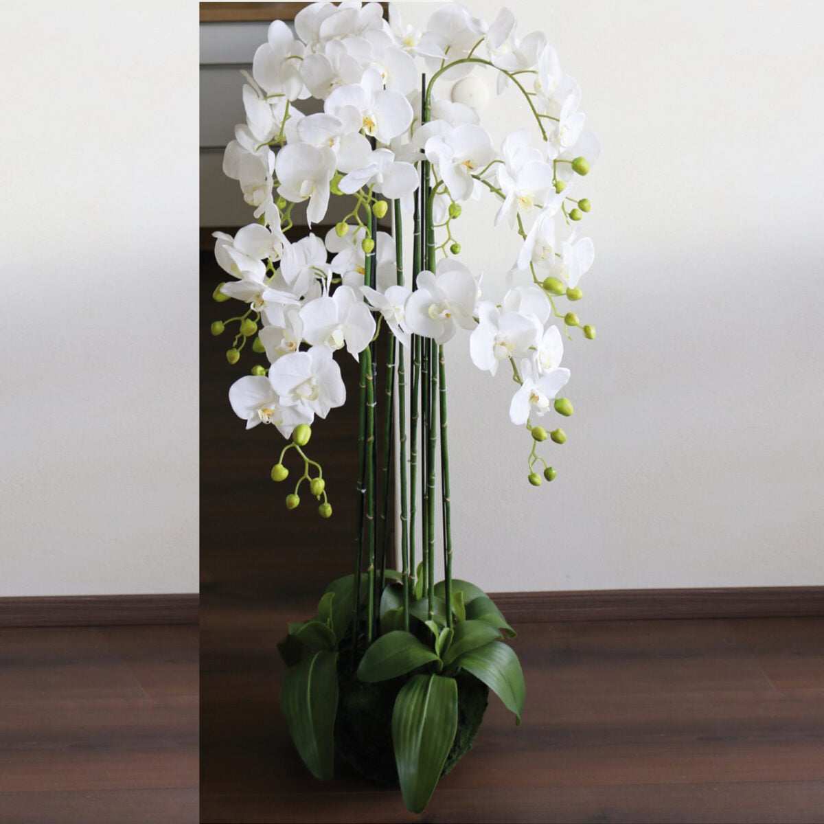 115 CM, Artificial Phalaenopsis Orchid Plant With Natural Base for Home Décor, Wedding Event, Party, Restaurant, Indoor, Outdoor - Medaid International