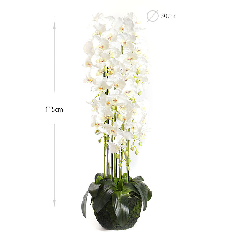 115 CM, Artificial Phalaenopsis Orchid Plant With Natural Base for Home Décor, Wedding Event, Party, Restaurant, Indoor, Outdoor - Medaid International