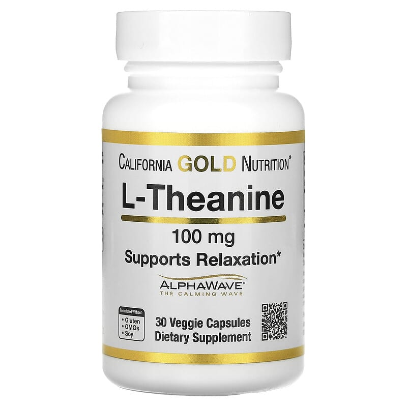 California Gold Nutrition, L-Theanine, 100 mg, 30 Veggie Capsules - Medaid International