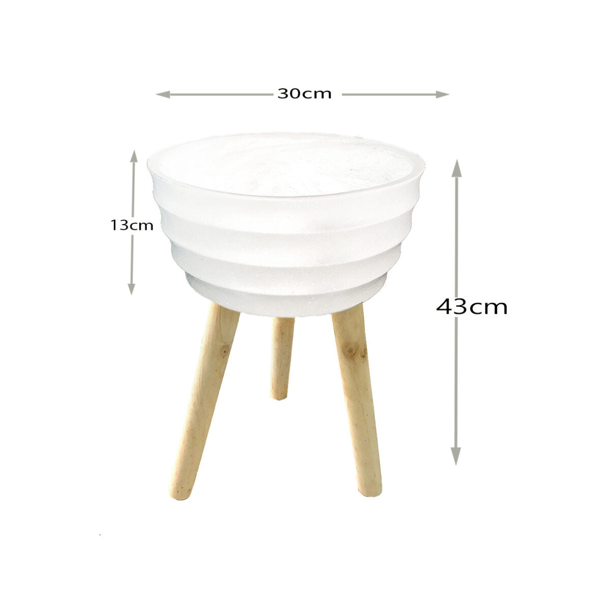 43 CM, Classic Outdoor/Indoor Cylindrical Planter with 3 Wooden Legs - Medaid