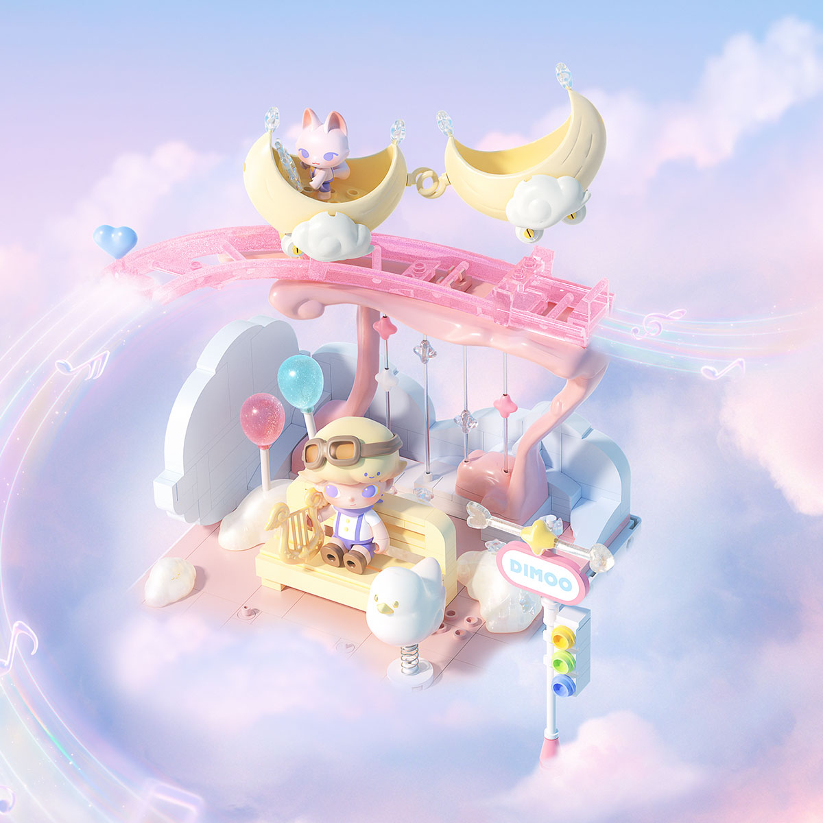 DIMOO Dream Melody Series Blocks - Crescent Moon Racer By Pop Mart - Medaid International