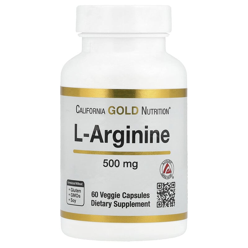 California Gold Nutrition, L-Arginine, 500 mg , 60 Veggie Capsules - Medaid International