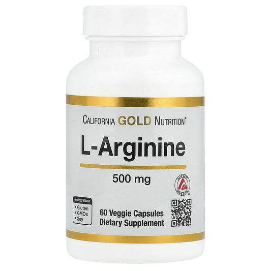 California Gold Nutrition, L-Arginine, 500 mg , 60 Veggie Capsules - Medaid International