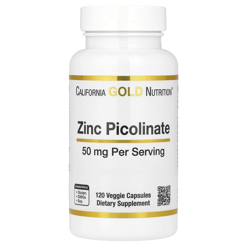 California Gold Nutrition, Zinc Picolinate, 50 mg, 120 Veggie Capsules - Medaid International