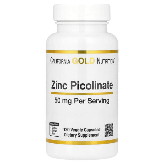 California Gold Nutrition, Zinc Picolinate, 50 mg, 120 Veggie Capsules - Medaid International