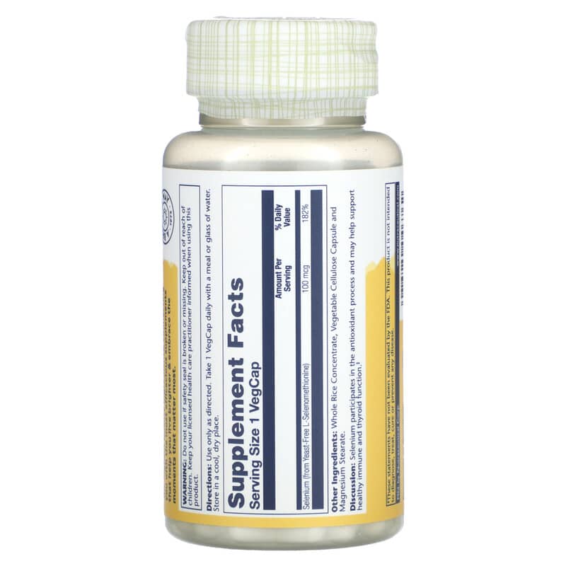 Solaray, Yeast-Free Selenium, 100 mcg, 90 VegCaps - Medaid International