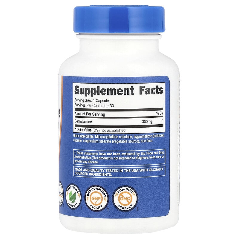 Nutricost, Benfotiamine, 300 mg, 90 Capsules - Medaid International