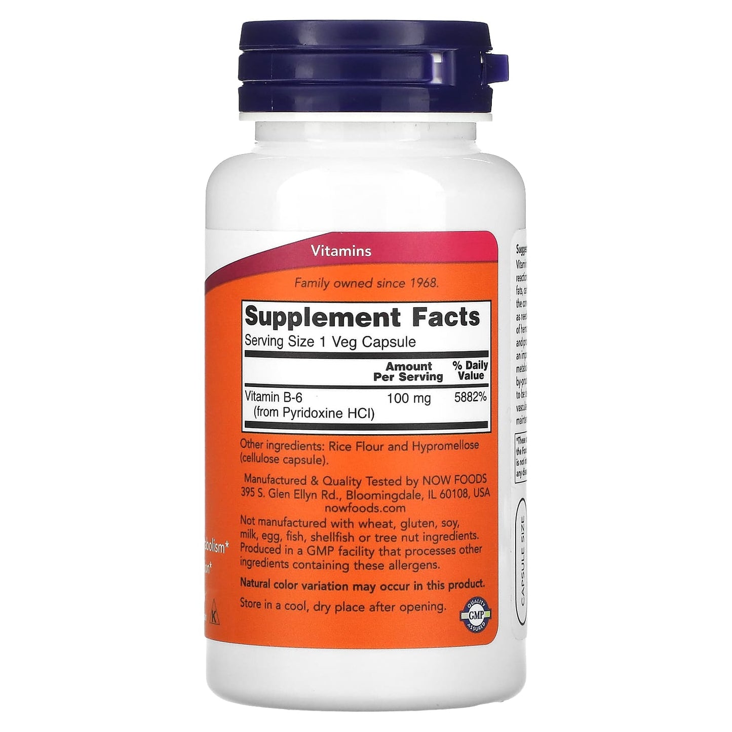 NOW Foods, B-6, 100 mg, 100 Veg Capsules - Medaid International
