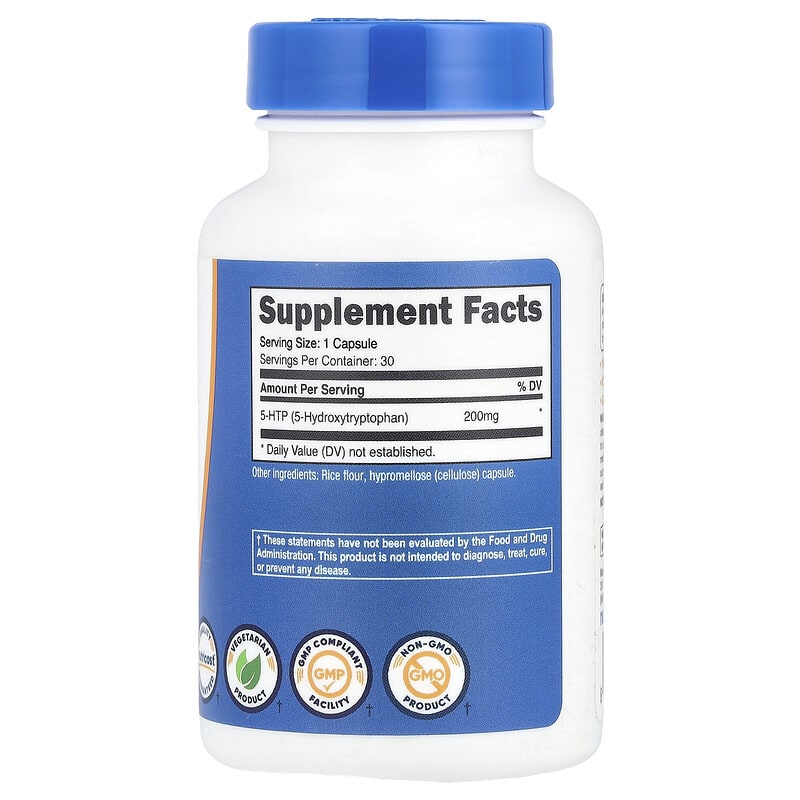 Nutricost, 5-HTP, 200 mg, 30 Capsules - Medaid International