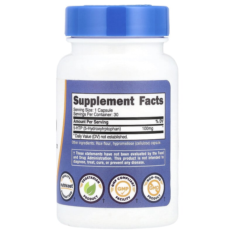 Nutricost, 5-HTP, 100 mg, 30 Capsules - Medaid International