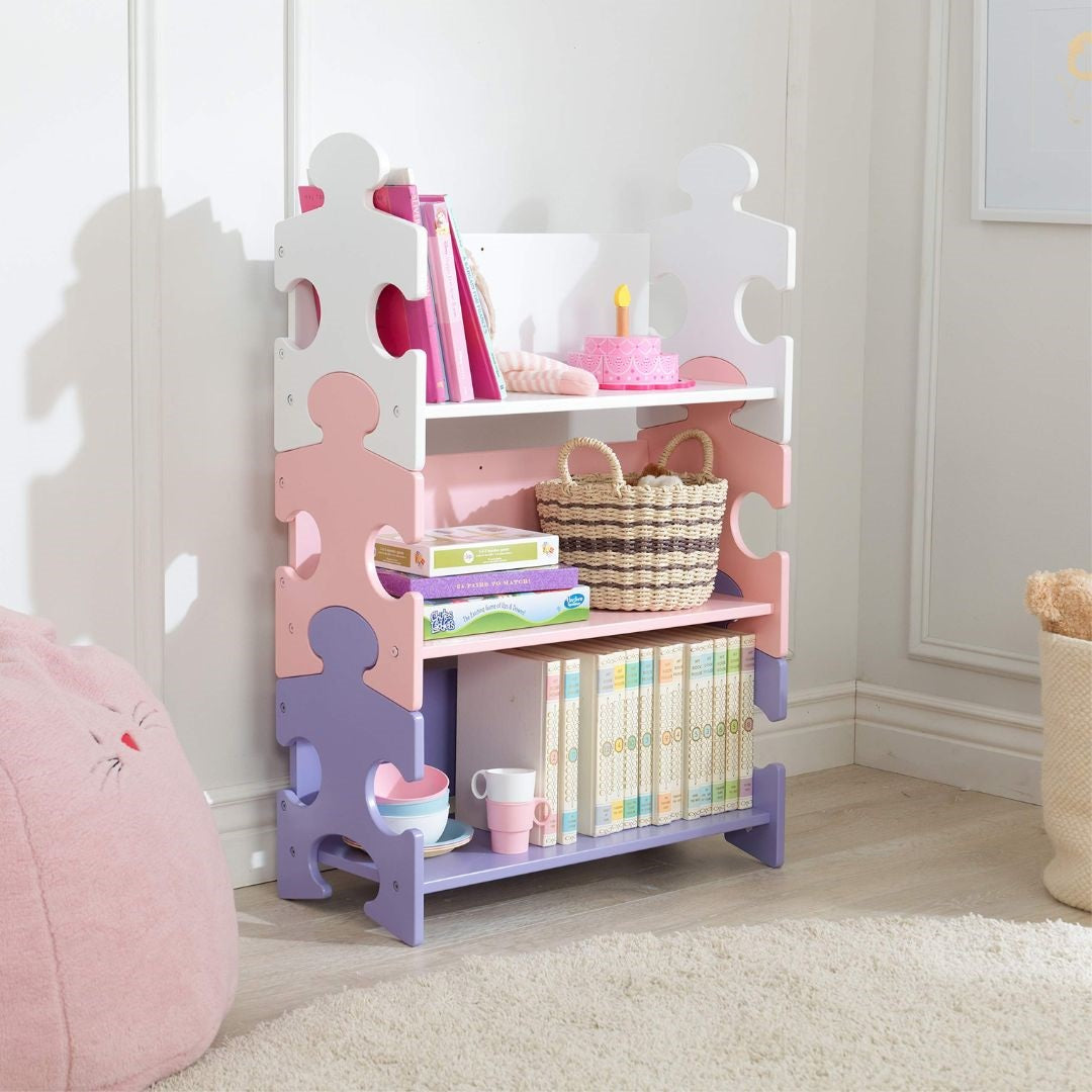 KidKraft Pastel Puzzle Wooden Bookcase - Medaid International