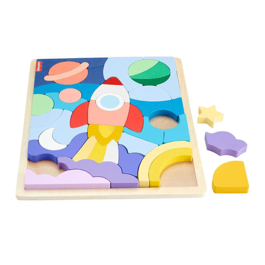 Wood Preschool Toy Space Blocks Jigsaw Puzzle - Medaid International