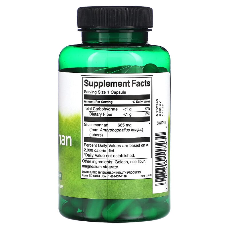 Swanson, Glucomannan, 665 mg, 90 Capsules - Medaid International