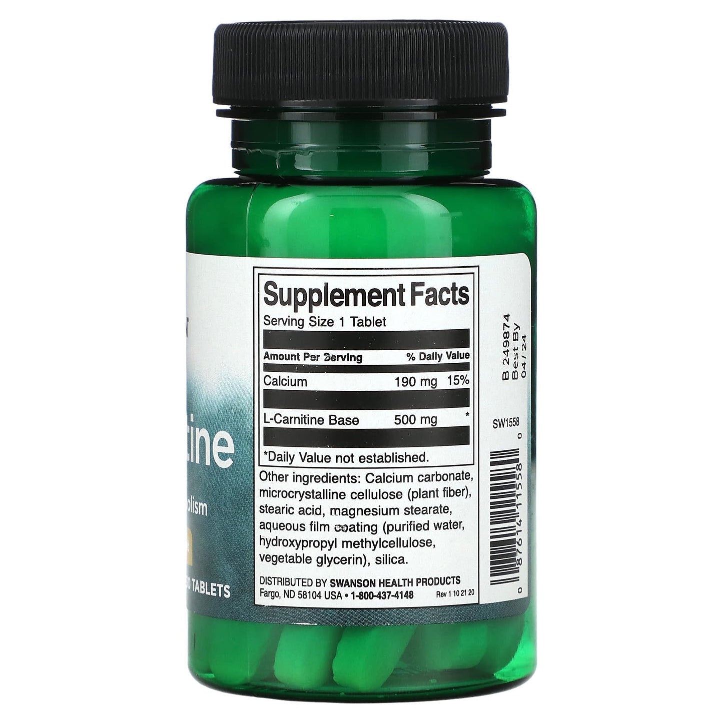 Swanson, L-Carnitine, 500 mg, 30 Tablets - Medaid International