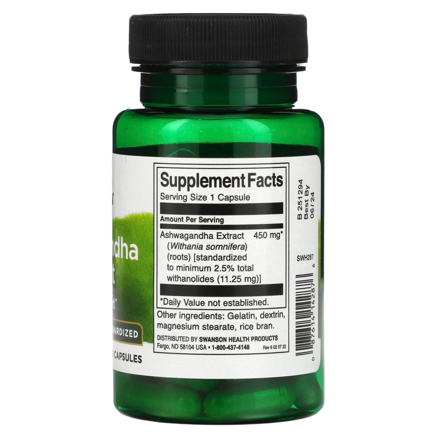Swanson, Ashwagandha Extract, Standardized, 450 mg, 60 Capsules - Medaid International