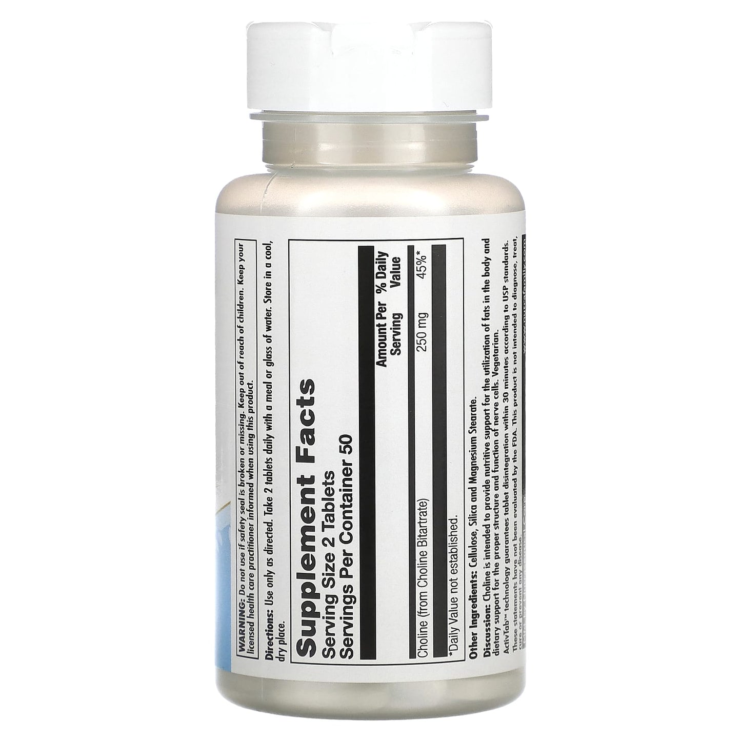 KAL, Choline, 250 mg, 100 Tablets (125 mg per Tablet) - Medaid International