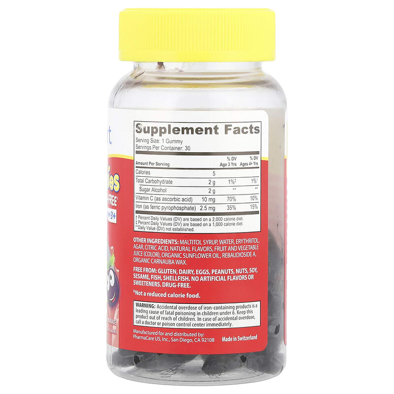Kids Smart, Kids Smart VITA Gummies, Iron + Vitamin C, Ages 3+, Blackberry Lemonade, 30 Gummies - Medaid International