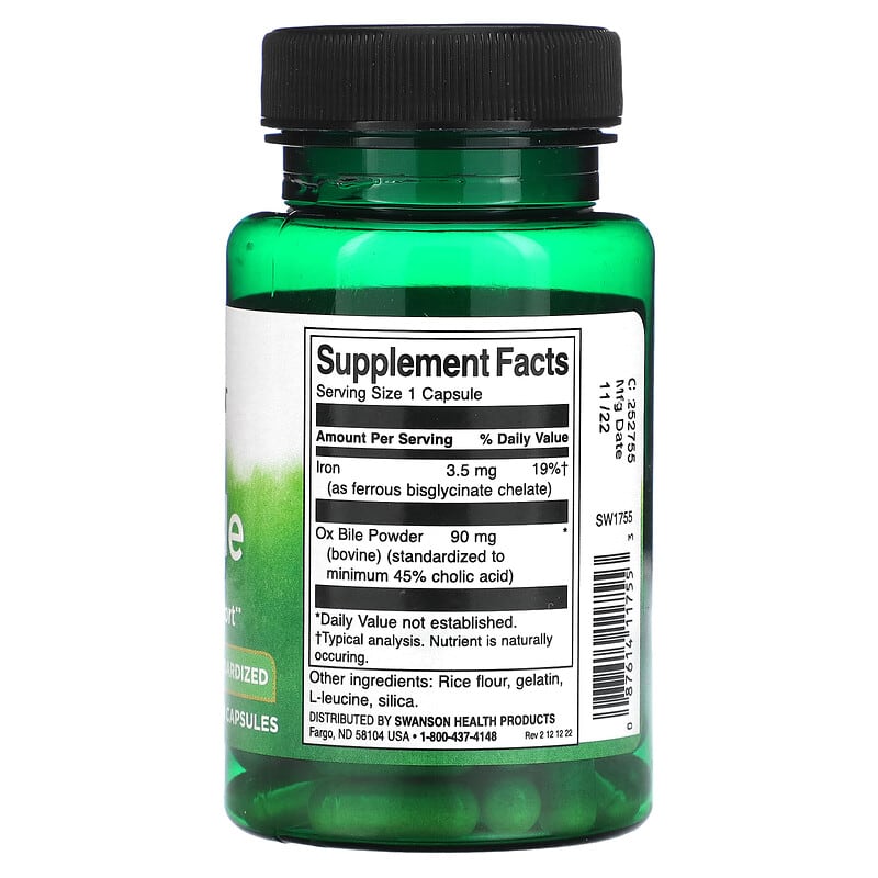 Swanson, Ox Bile, 90 mg, 60 Capsules - Medaid International