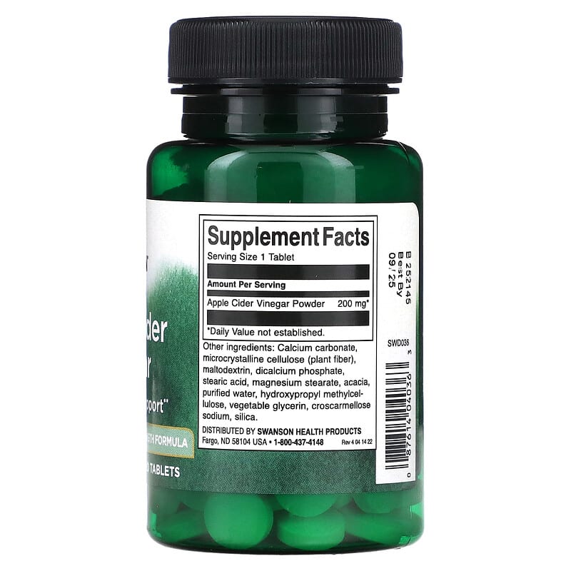 Swanson, Apple Cider Vinegar, 200 mg, 120 Tablets - Medaid International