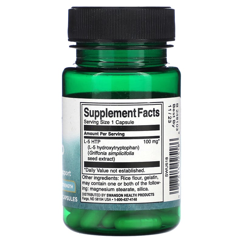 Swanson, 5-HTP, Extra Strength, 100 mg, 60 Capsules - Medaid International