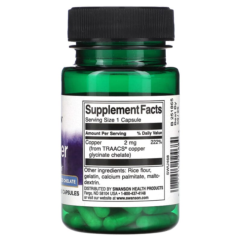 Swanson, Albion Copper, 2 mg, 60 Capsules - Medaid International