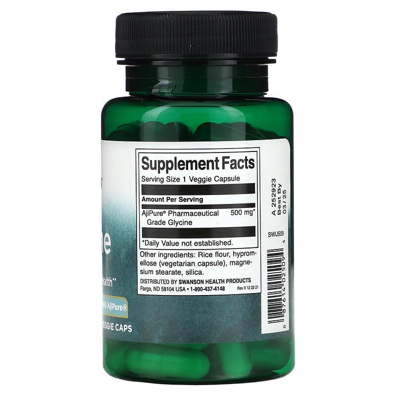 Swanson, Glycine, 500 mg, 60 Veggie Caps - Medaid International