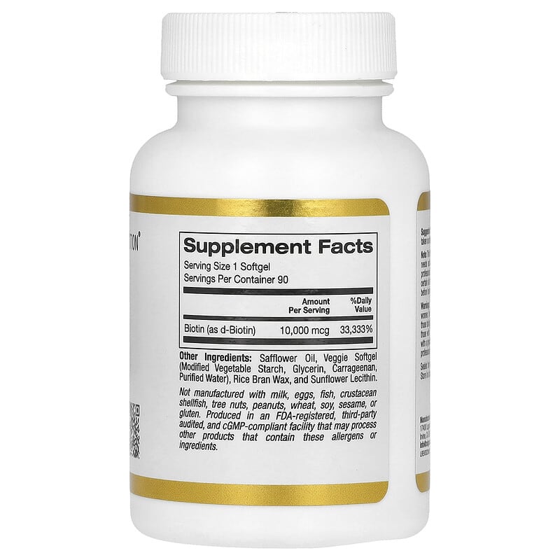 California Gold Nutrition, Biotin, 10,000 mcg, 90 Softgels - Medaid International
