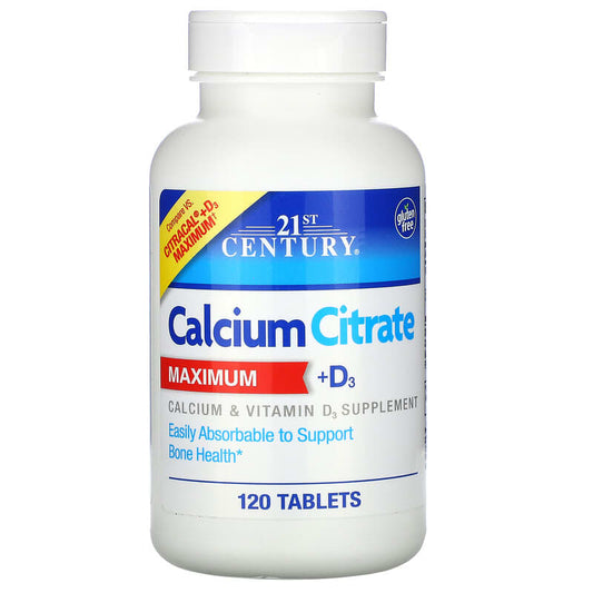 21st Century, Calcium Citrate Maximum + D3, 120 Tablets - Medaid International