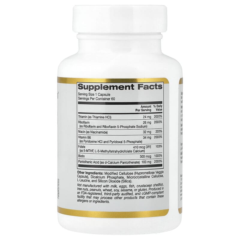 California Gold Nutrition, Vitamin B Complex, 60 Veggie Capsules - Medaid International