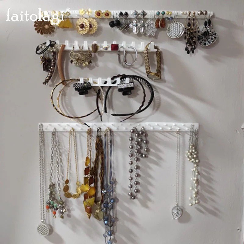 Wall Jewelry Orgainzer, 9 Pcs Adhesive Wall Mount Jewelry Hooks Set - Medaid International