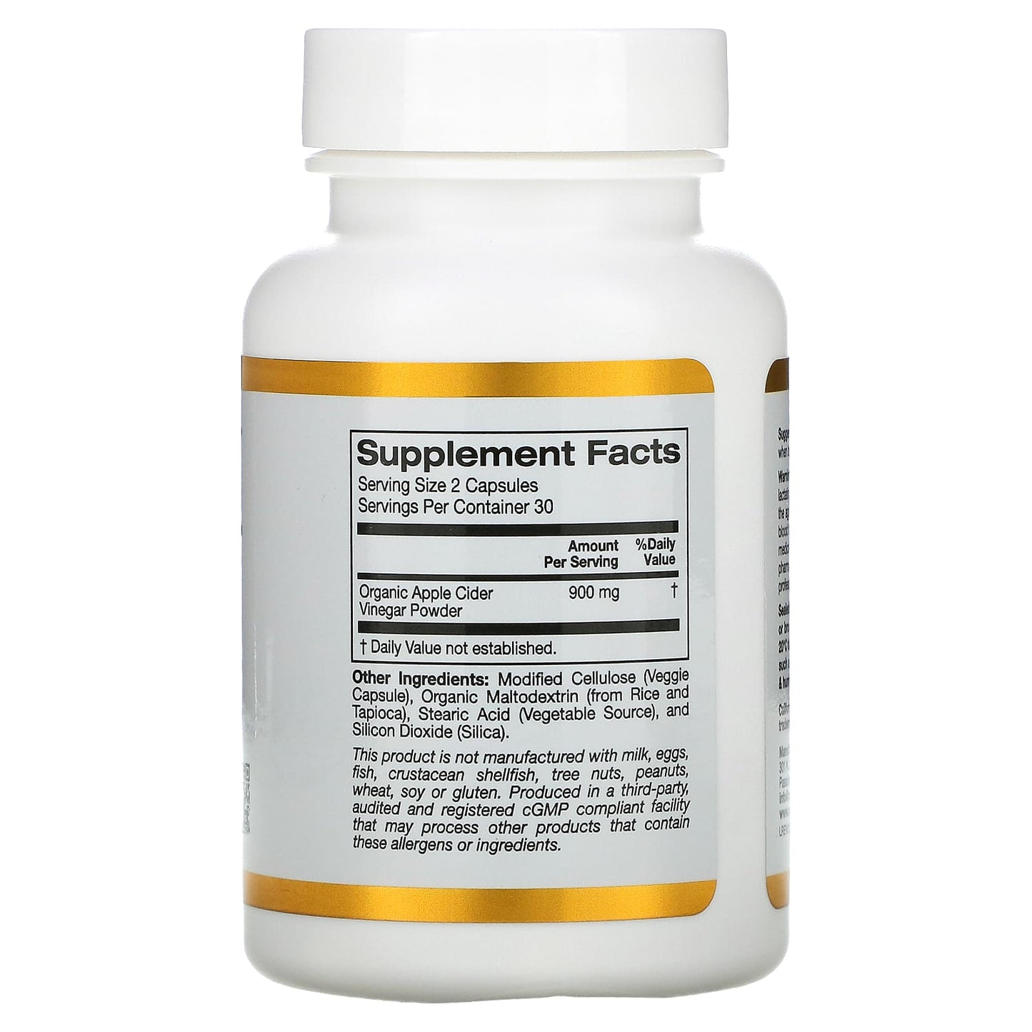 California Gold Nutrition, Apple Cider Vinegar, 60 Veggie Capsules - Medaid International