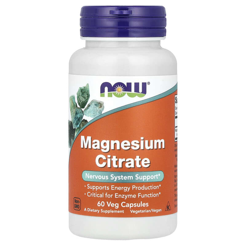 NOW Foods, Magnesium Citrate, 60 Veg Capsules - Medaid International