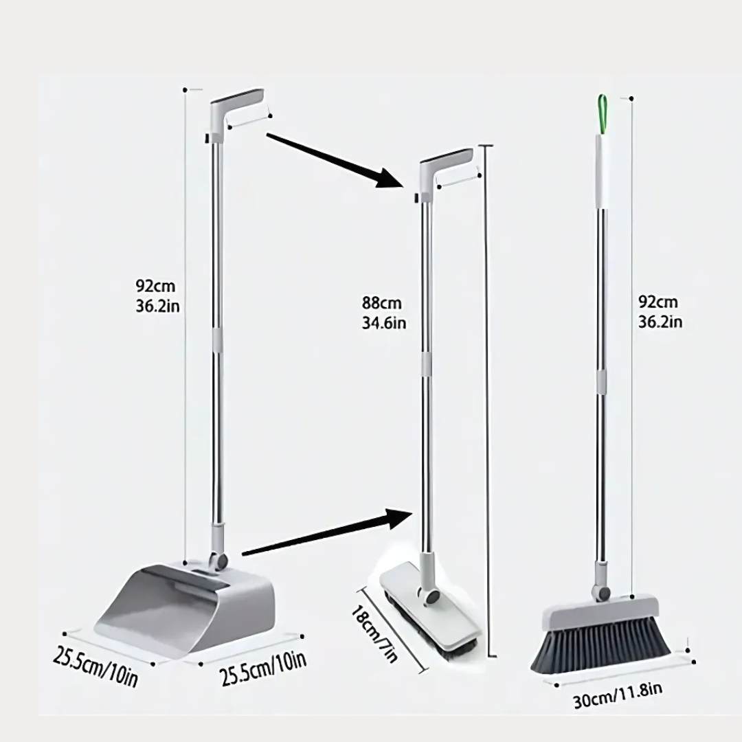 4 in 1 Broom and Dustpan Set – Multifunctional Floor Brush for Bathroom & Household Cleaning | Folding Mop & Housekeeping Supplies - Medaid International