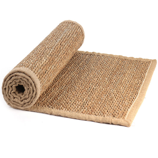 180 CM X 60 CM Handmade Rectangular Natural Fibers Jute Rug with Nest Cloth Ends Braided Reversible Rugs for Bedroom Living Room Kitchen - Medaid International