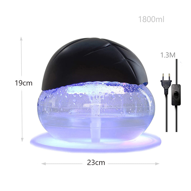 1800 ML Water Air Purifiers Humidifier Water Air Revitalizer Air Cleaner Air Freshener with 6 LED Color Changing Mood Light Black - Medaid International