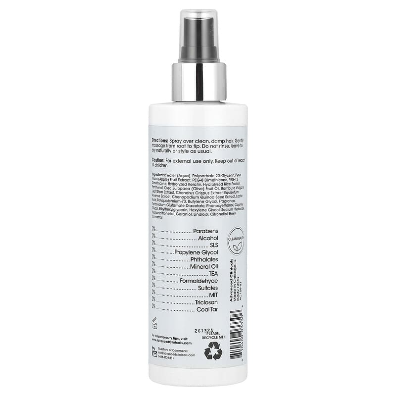 Advanced Clinicals, Keratin Smooth & Shine, Leave-In Treatment 237 ml - Medaid International