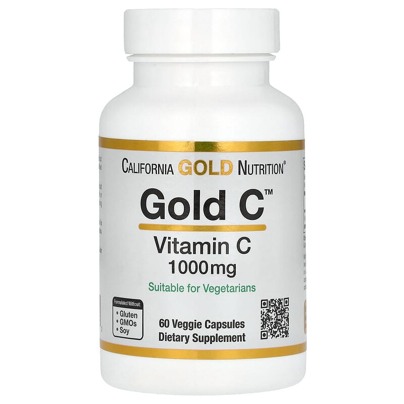California Gold Nutrition, Gold C, USP Grade Vitamin C, 1,000 mg, 60 Veggie Capsules - Medaid International