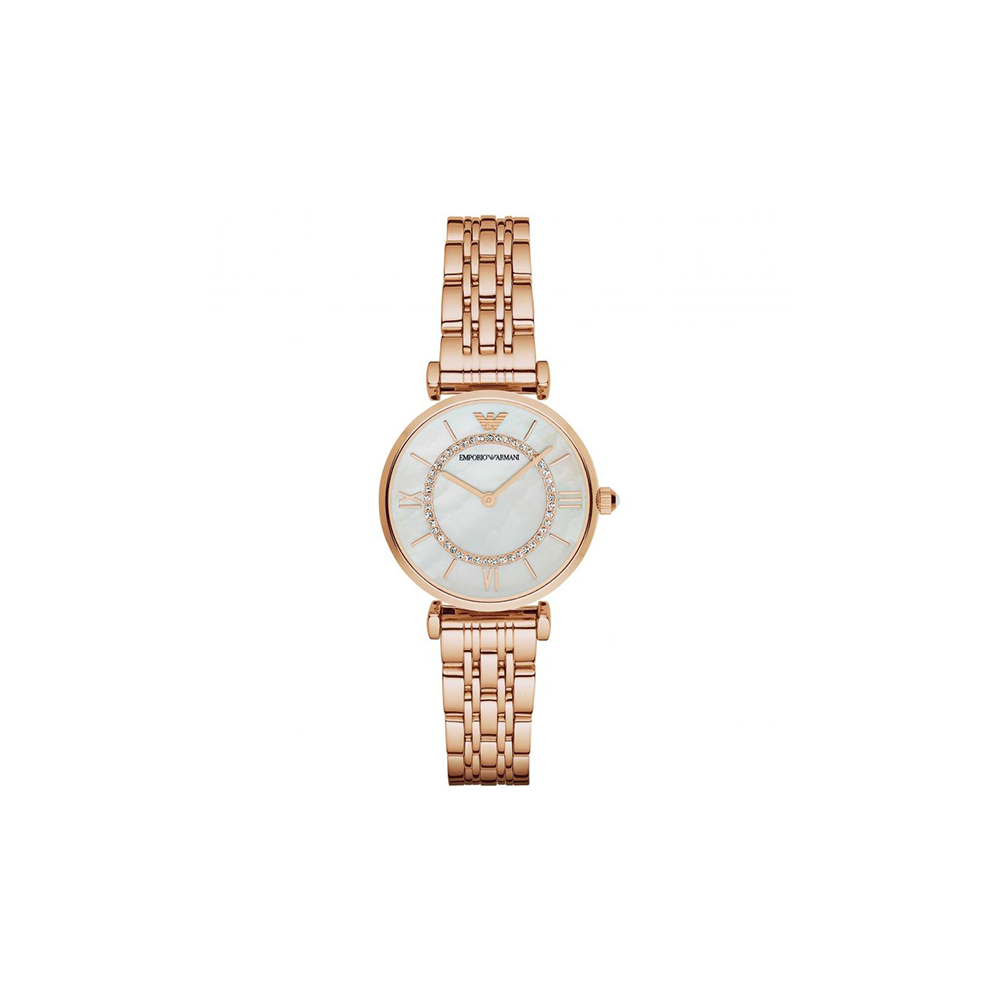 Emporio Armani Women's Two-Hand Rose Gold-Tone Stainless Steel Watch - Medaid