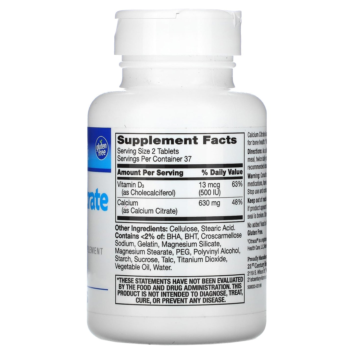 21st Century, Calcium Citrate + D3 Maximum, 75 Tablets - Medaid