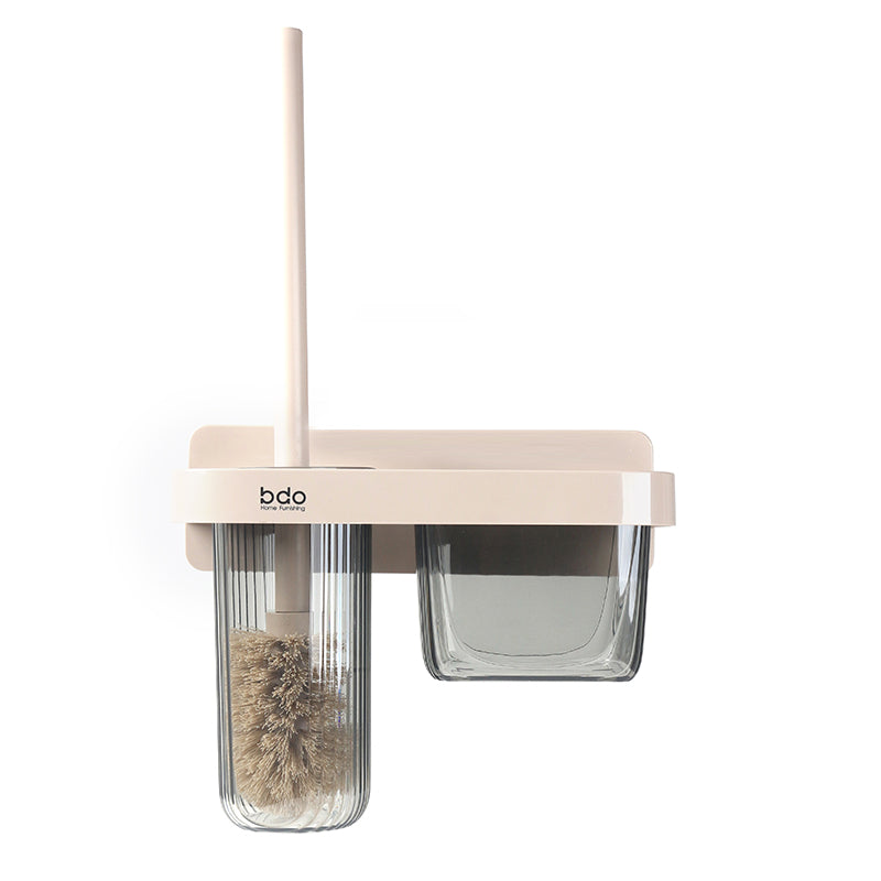 2-Pieces Multifunctional Wall Mounted Toilet Cleaning Brush with Self-Adhesive Acrylic Holder and Caddy, Space Saving Bathroom Accessorie - Medaid